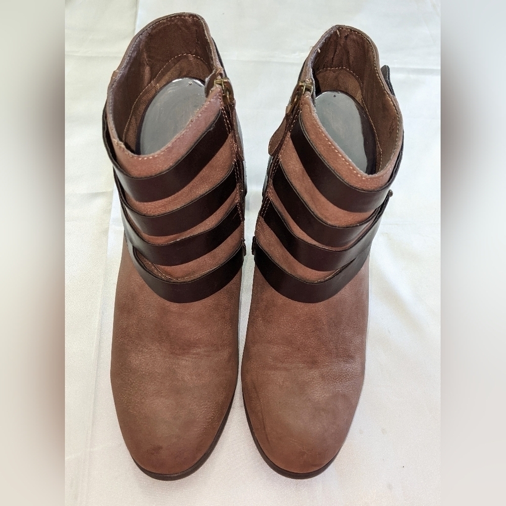 Madden Girl Deluxxxe Women's Strappy Ankle Boots Size 7.5M Zip Closure Brown - Picture 3 of 10